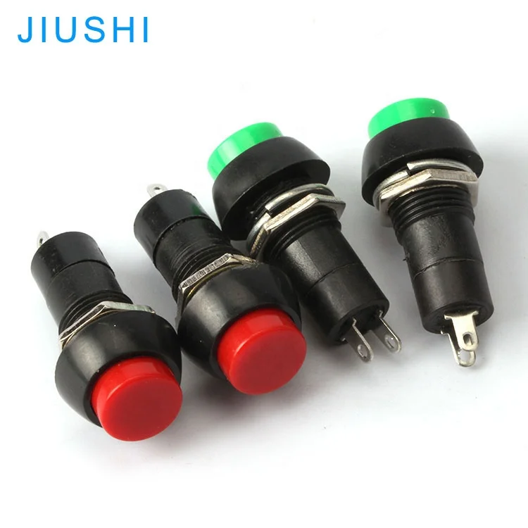 PBS-11A 12mm red green self locking push button switch copper terminal 2 pin