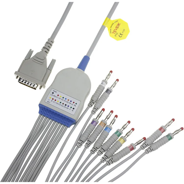 Compatible Schiller AT3 AT6 CS6 AT5 AT10 AT60 EKG Cable Factory Custom Banana 4.0 IEC AHA Without Resistor DB 15pin EKG Cable