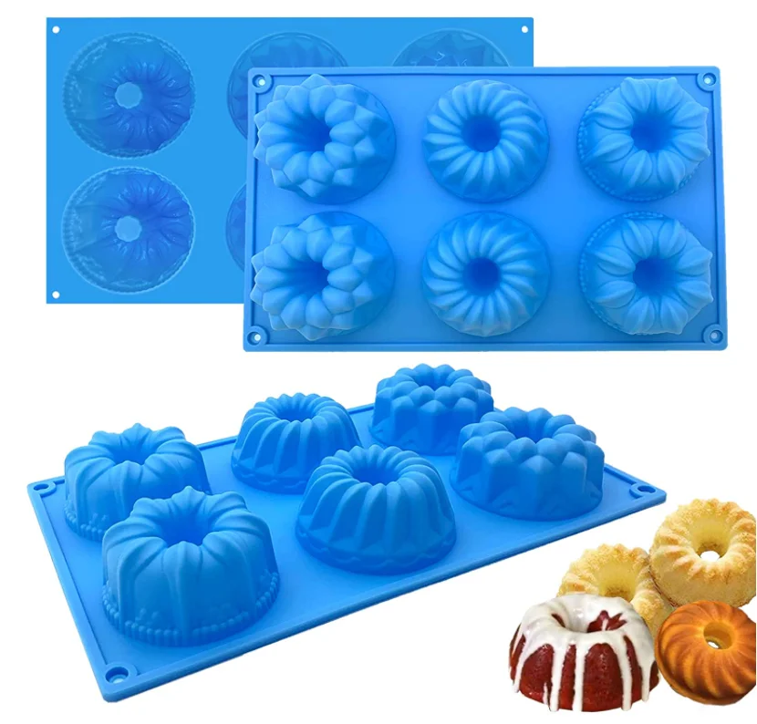 Mini Bundt Cake Silicone Pan Fluted Tube Cake Pans European Grade Non Stick Fancy Molds for jello, Cupcake, Doughnut Donut