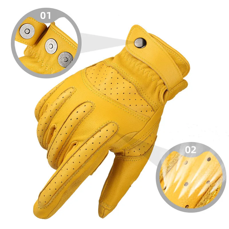 Vintage motorcycle gloves for men Guantes Motociclista De Piel Estilo Retro Nuevo Modelo luvas de moto touch