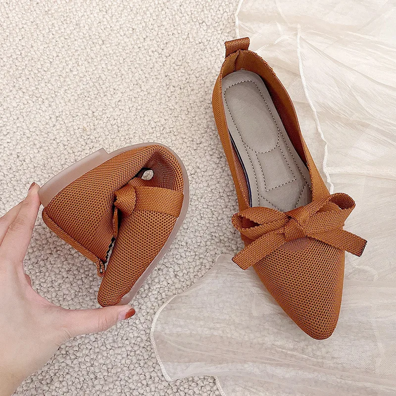 Summer Women Fashion Casual Pointed Toe Ballerinas Flat Shoes Ladies Breathable Fabric Loafers Office Work Boat Shoes