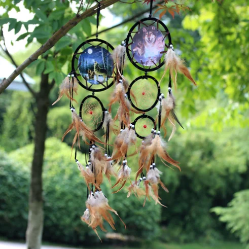 Large Wholesale Handmade Boho Hanging Feather Dream Catcher for Car Home Room Door Wall Art Party Decor Ornament  Craft DIY Kit