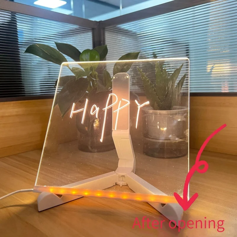 Stand Luminous Acrylic Message Board Dry Erase Board Lighted Note Pad for Desk Notes LED Message Board with 7 Color Pen