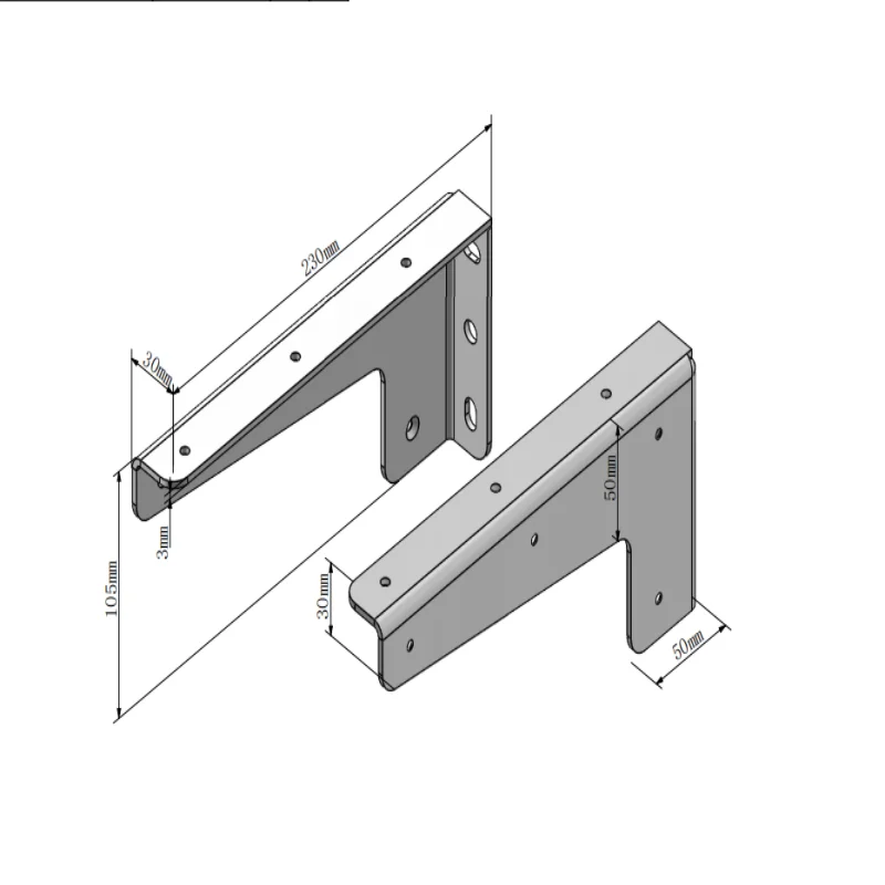 Metal heavy-duty wall-mounted tripod bracket for a variety of wall L-shaped support steel brackets
