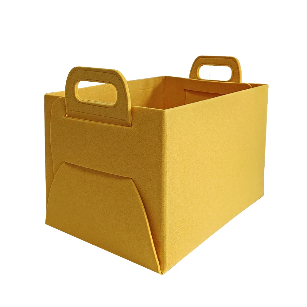 Customized Wholesale Soft Fabric Grey Felt Storage Basket For Laundry With Logo