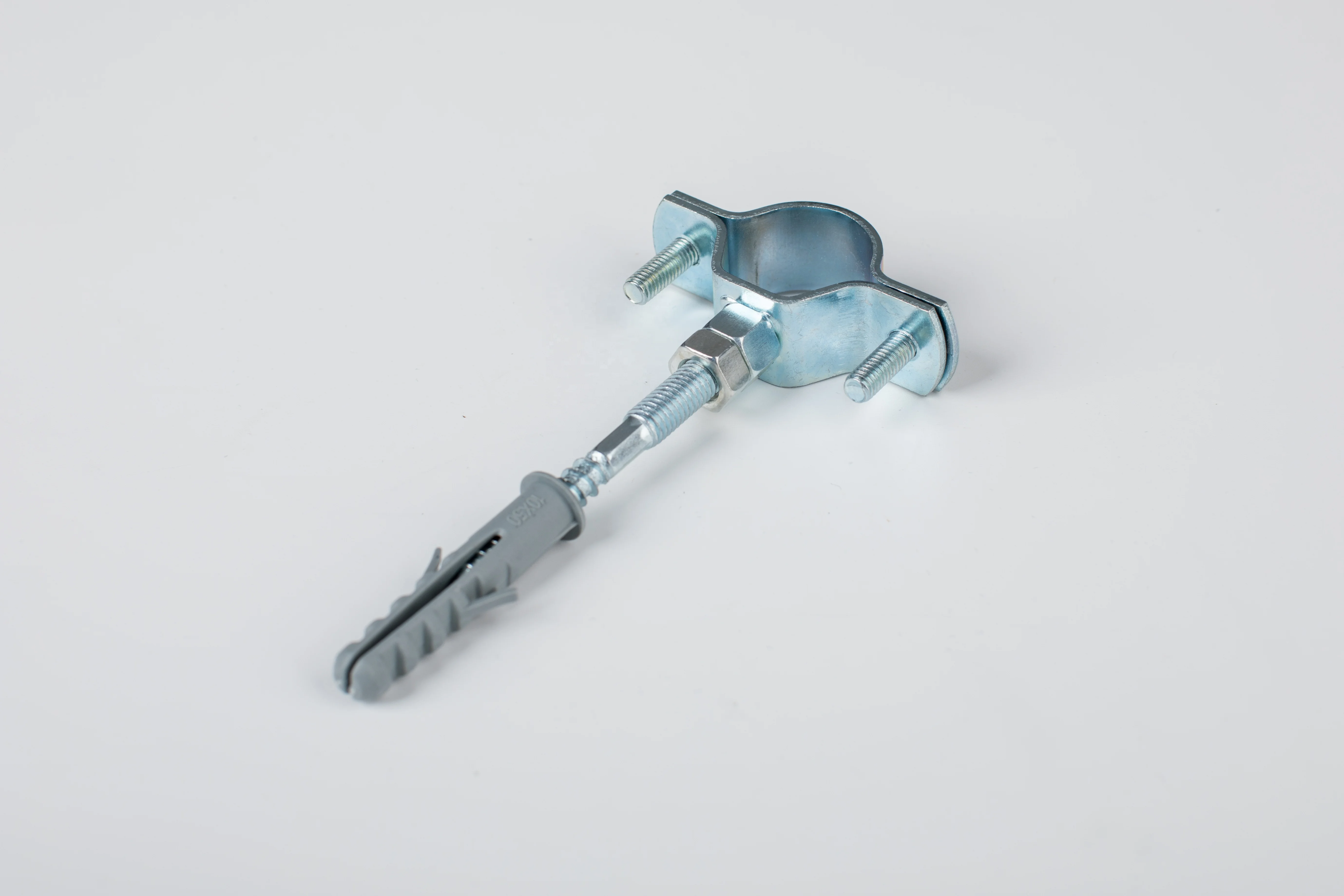 
manufacturer high quality galvanized steel zinc plated steel pipe clamp with EPDM rubber unlined &with hanger bolt&plastic plug 