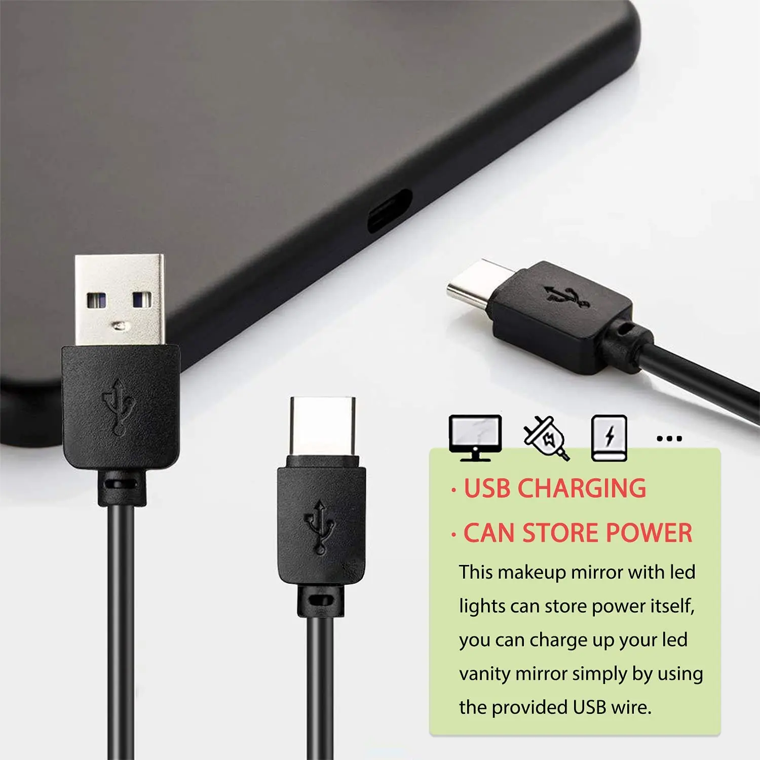 car vanity mirror Makeup Smart luminous Light Adjustable 3-colors Light Rechargeable Car Visor Vanity Mirror 5x