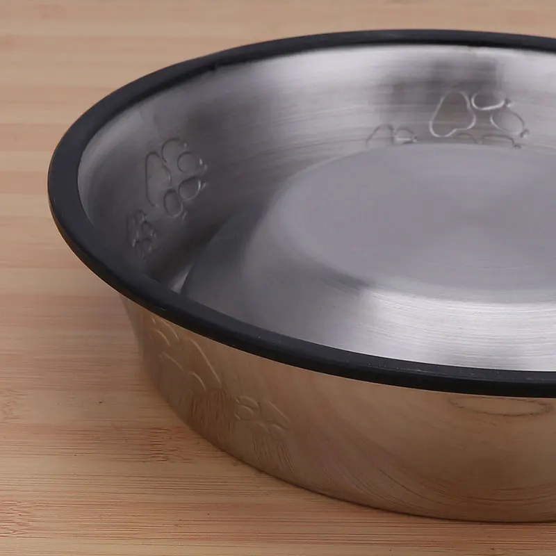 Stainless Steel Dog Bowl Travel Pet Food Bowl with Rubber Base