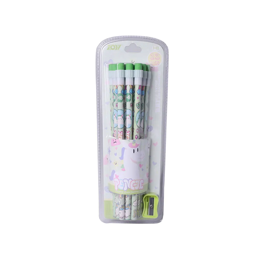 Topsthink Cartoon Printed Personalised Pencil custom Printed Pencil Brand HB Wooden Pencil with Eraser Sharpener Set