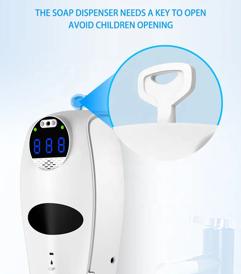automatic foam hand sanitizer liquid soap dispenser with Forehead Touchless Digital Infrared Thermometer for Commercial Use