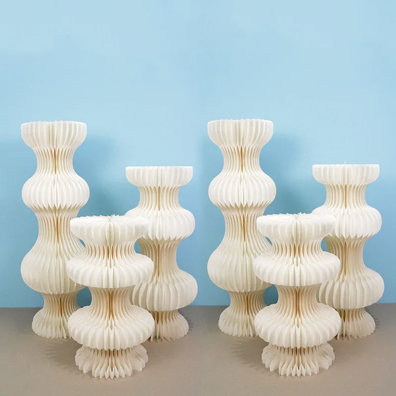 Foldable Cardboard Centerpiece Display Cylinder Flowers Stand Columns Display with Acrylic Lid Wedding Party