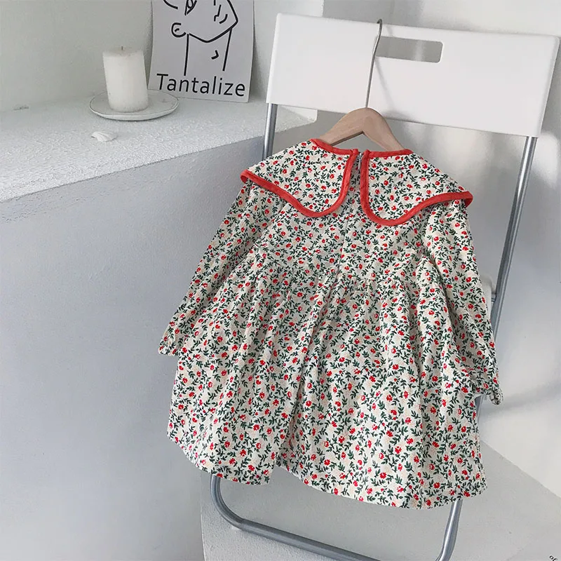 Bear Leader Baby Girls Clothes 2022 New Fashion Korean Style Flower Print Dresses Toddler Kids Christmas Clothing Princess Dress