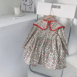 Bear Leader Baby Girls Clothes 2022 New Fashion Korean Style Flower Print Dresses Toddler Kids Christmas Clothing Princess Dress