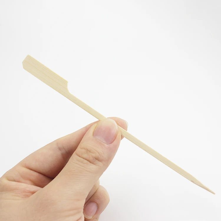Wholesale Biodegradable Bamboo Skewer Customize Logo Reusable Paddle Teppo Skewer Stickers