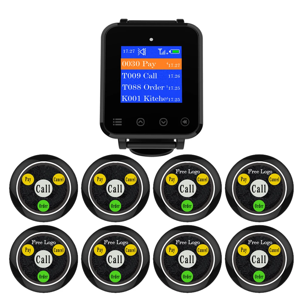 Система вызова официанта Artom, Беспроводные водонепроницаемые наручные часы-пейджер с кнопками для звонков в ресторане, кафе, сервисе