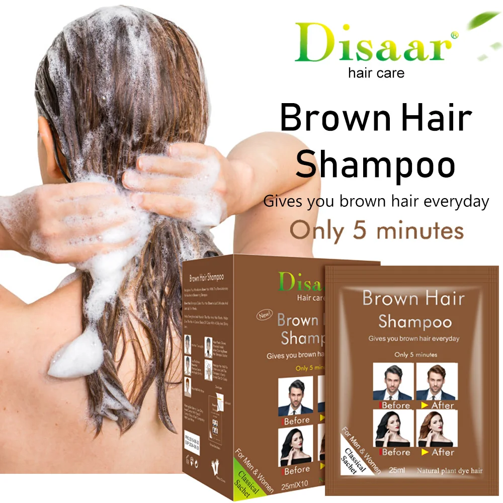 
10 Pcs Per Box Hair Dye Shampoo Brown Blonde Color Hair Wash Wholesale 