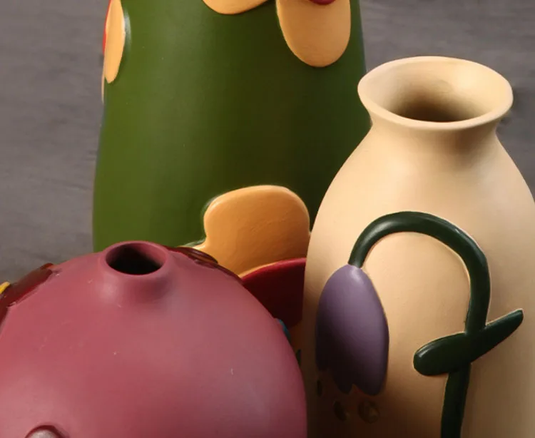 Factory Custom Design High Quality Vase Creative Hand - Painted Desktop Decor Ornament Ceramic Flower Vase