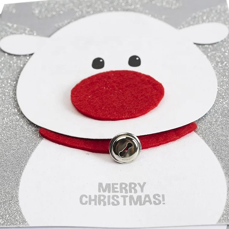 
3D Handmade Shiny Silver Glitter Cards, Cute Reindeer Christmas Gift Greeting Cards 