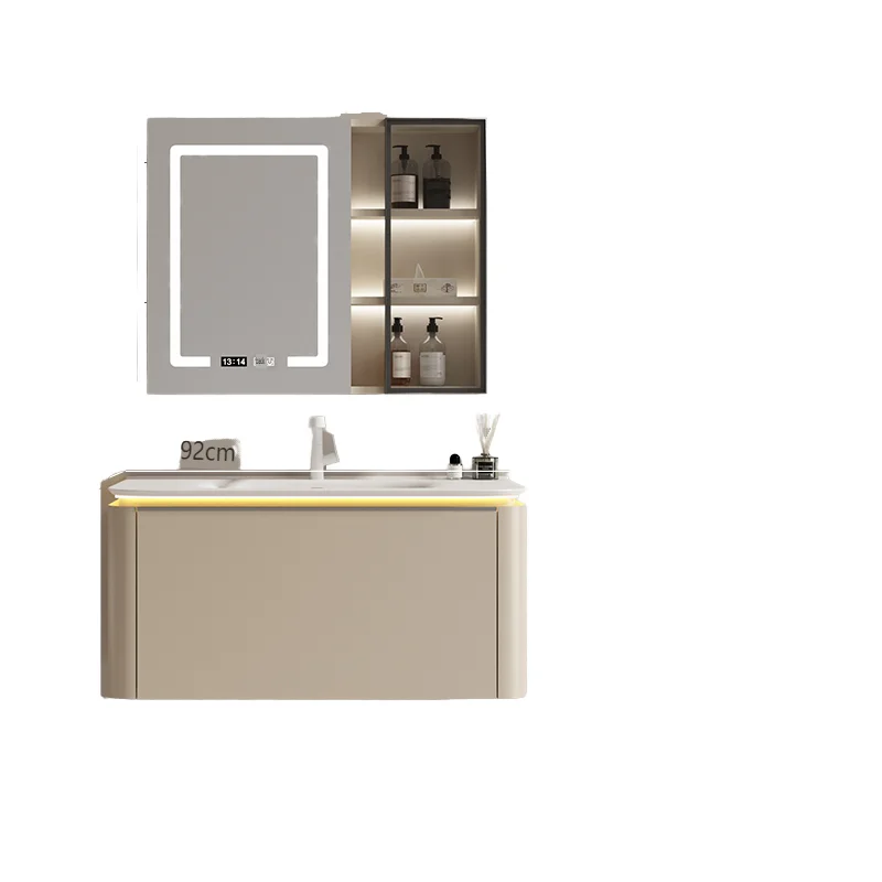 Bathroom cabinet combination of intelligent washing table wash basin light luxury small household bathroom simple