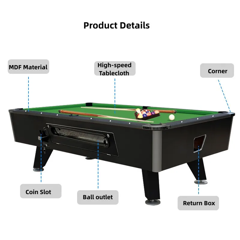 Direct Factory Best Sales Customized Coin-Operated Pool Table 7 Feet 8 Feet Club Bar Sport Game Tables  Indoor Outdoor