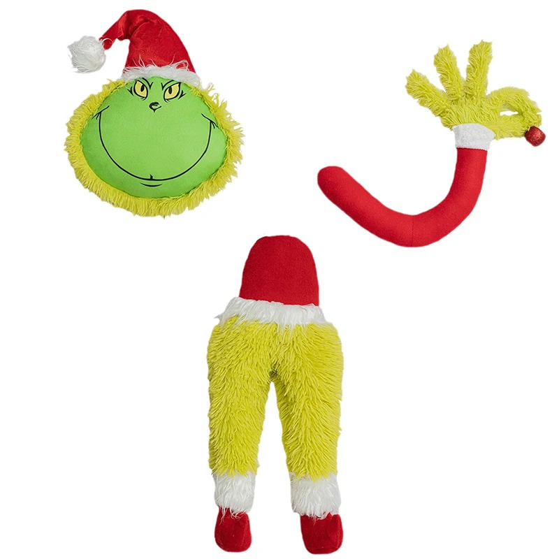 Christmas 2024 Funny Soft Green Grinch trees decoration Head Arm Leg Stuffed Plush Toys Hanging Christmas Tree decor