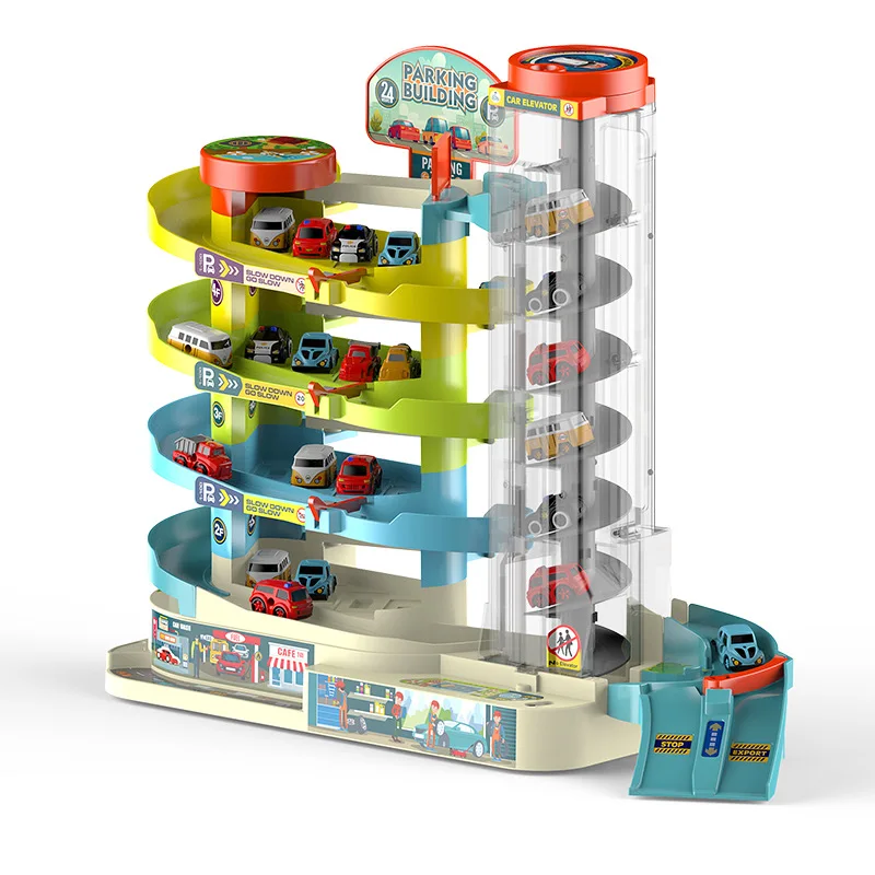 Preschool Educational Vehicle Play Set Boy Ramp Race Track Car Adventure Toy Gifts 5 Floors Automatic Lifting Garage Parking Lot