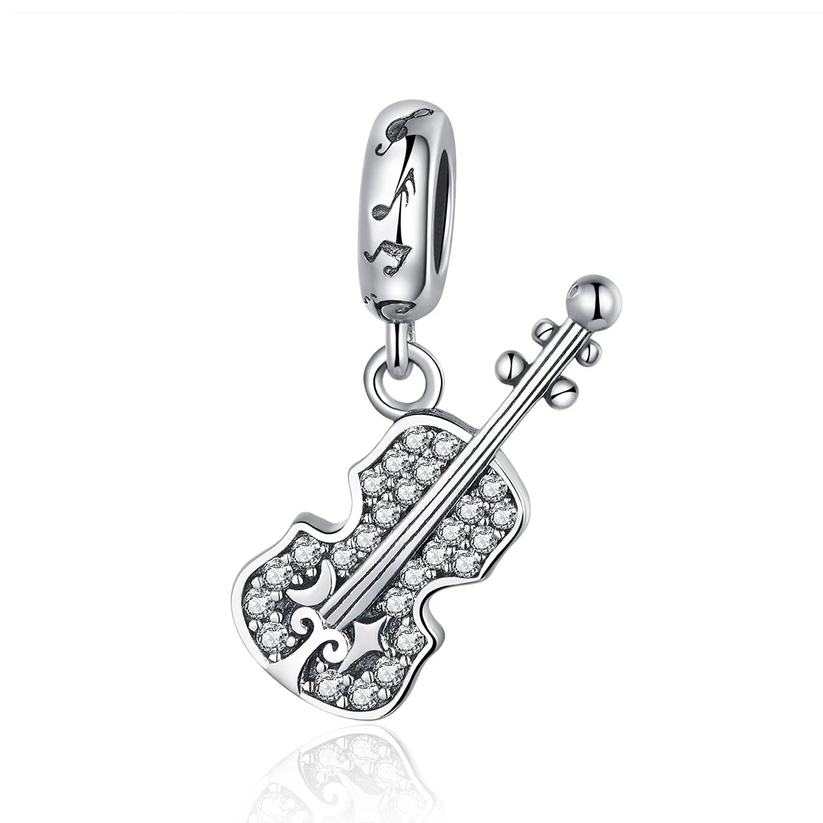 Cubic Zirconia Gemstone Violin Pendant Charm for Jewelry Making 925 Sterling Silver Dangle Charm Jewellery