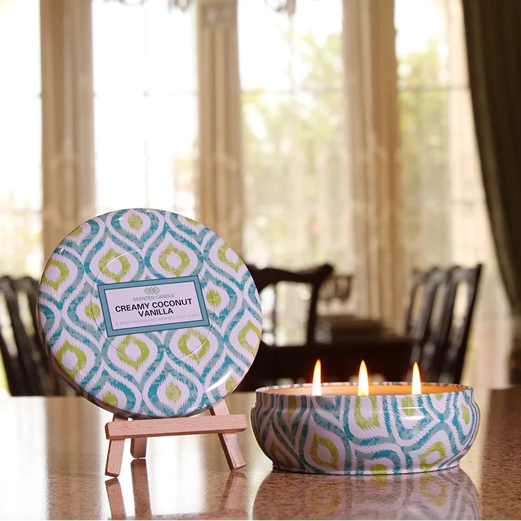 Customized wholesale eco friendly luxury scented tin candles with box