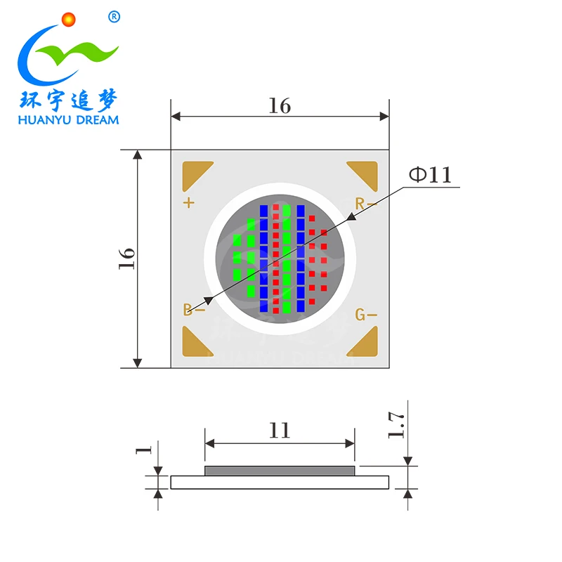Factory Price Power COB LED 24V 330mA*3 28W 3 Colors in 1 RGB CCT 1313 1919 RGB LED Chip
