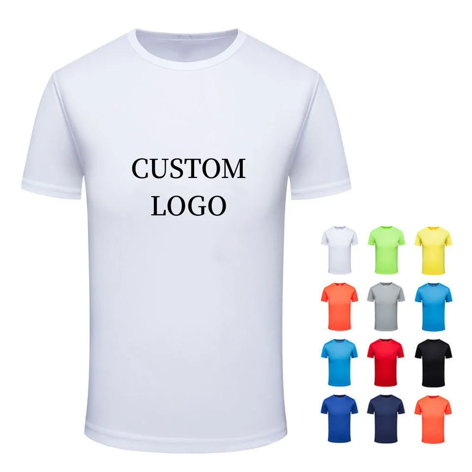 Wholesale Custom Print Plain Blank 100% Polyester White Sport Gym Run Quick Dry-fit Men T Shirt