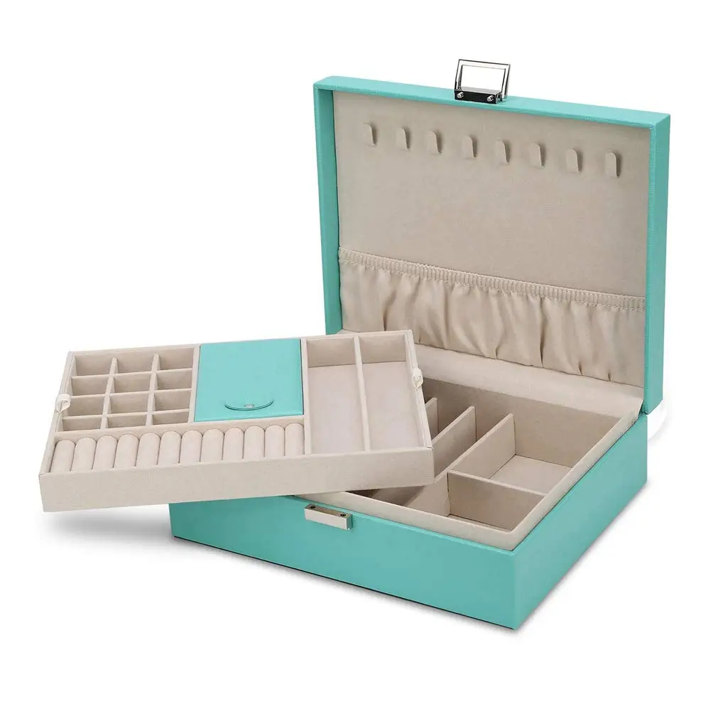 Chinese Box Logo Jewelry Box Drawer Handle Organizer Earrings Cosmetic Bag And Cases Pu Leather Custom Boxes