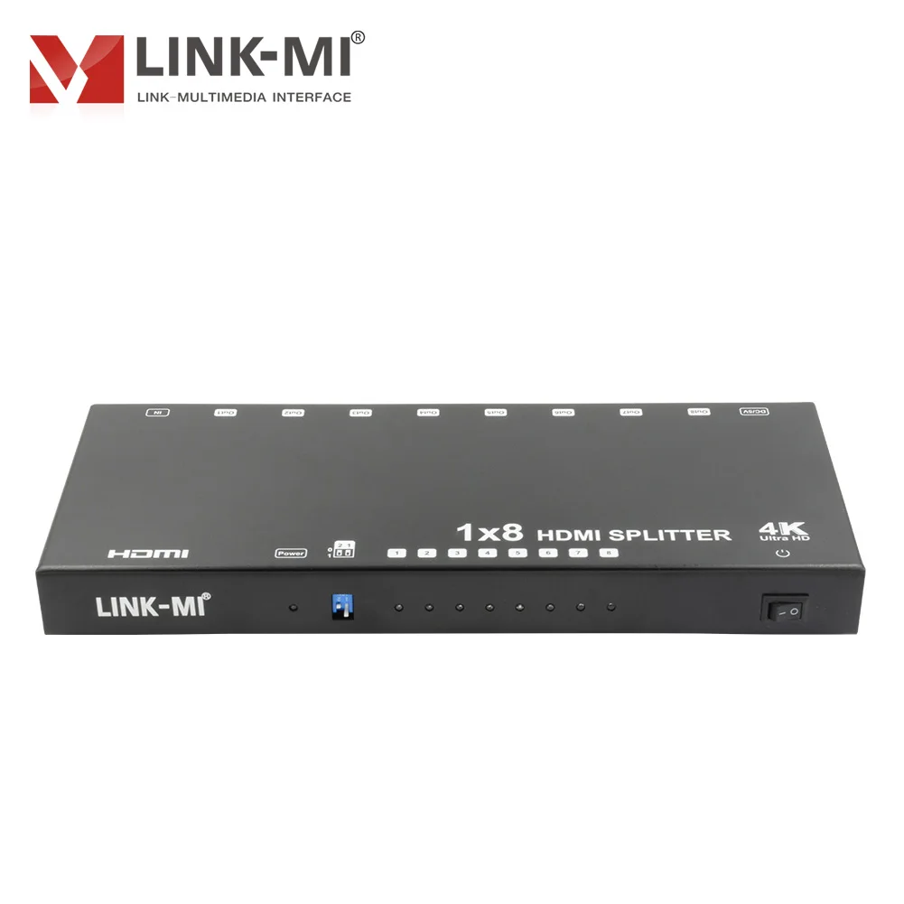 LINK-MI 1x8 HDMI Splitter 4K 1 in 8 out Video Audio Signal Distributor EDID AV Splitter support 3840x2160@60Hz to 8 4K displays