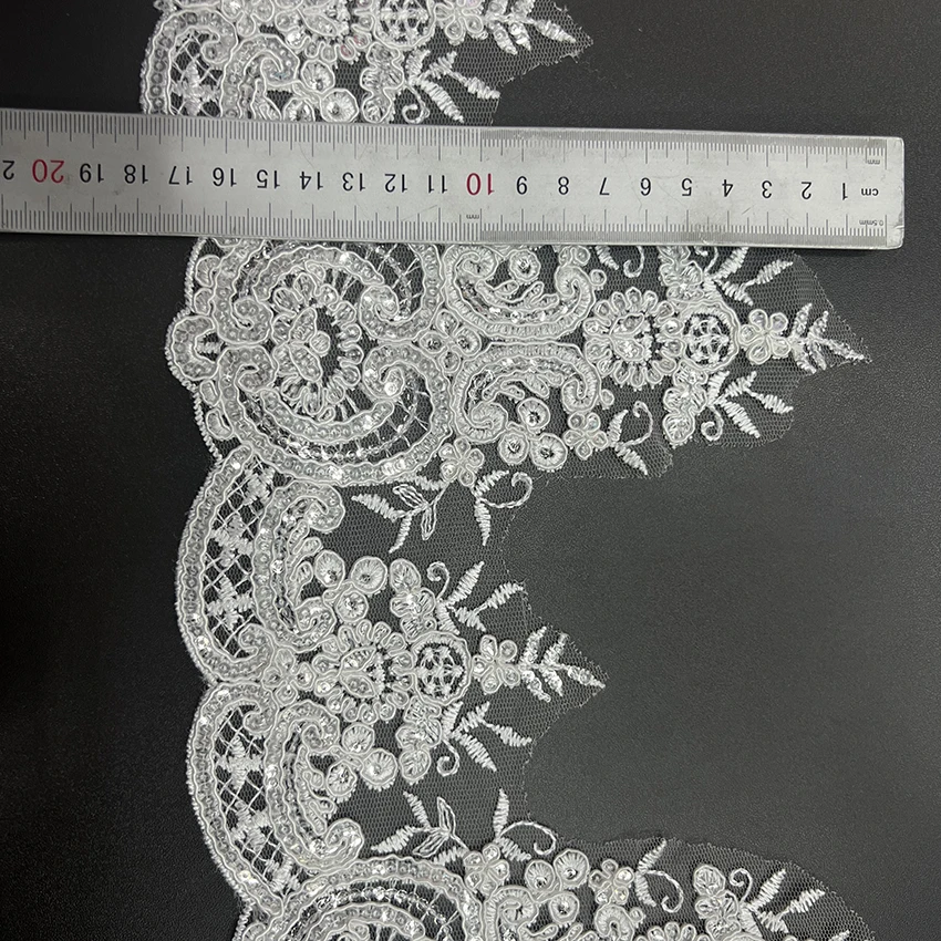 Factory direct gold sequin embroidery lace trimming wedding mesh lace trim  cord embroidery guipure garment clothes