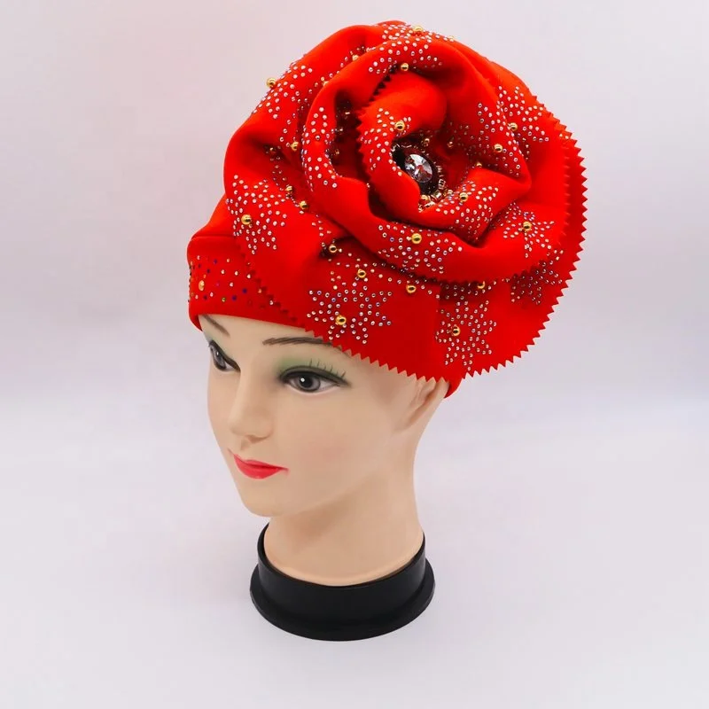A619 Wholesale Knotted Polyester Muslim Indian Hat Plain Bonnet Chemo Sleep Cap Women Hair Turban