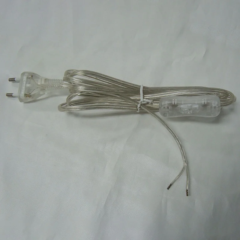 Power Cord In Line Rocker Switch Transparent Plug Clear American Australian European UK Japan Power Cable Copper Wire
