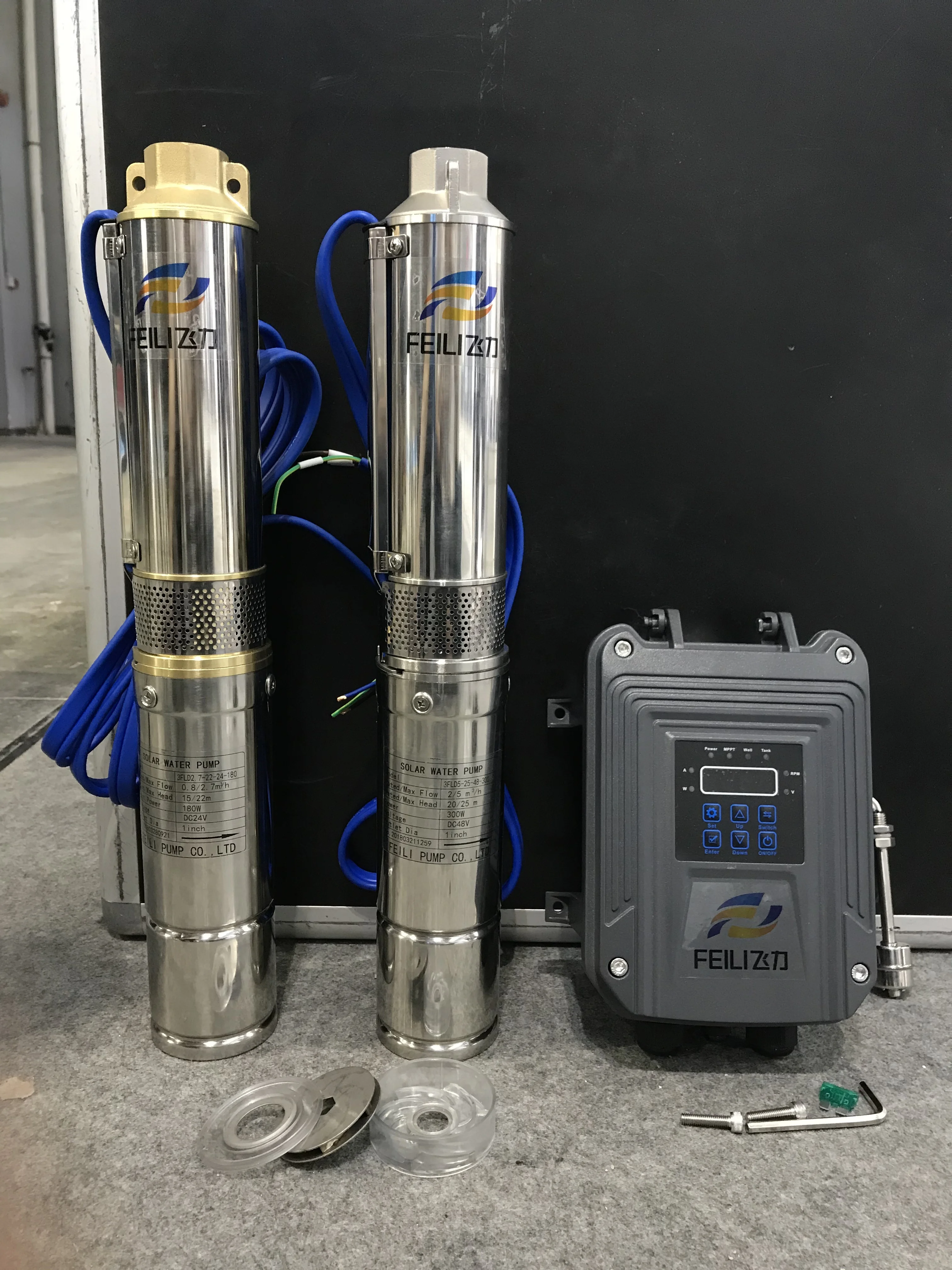 50 meters of solar water pump of deep well  dc24v 140watt solar submersible pump 3 inch screw bldc motor solar power pump