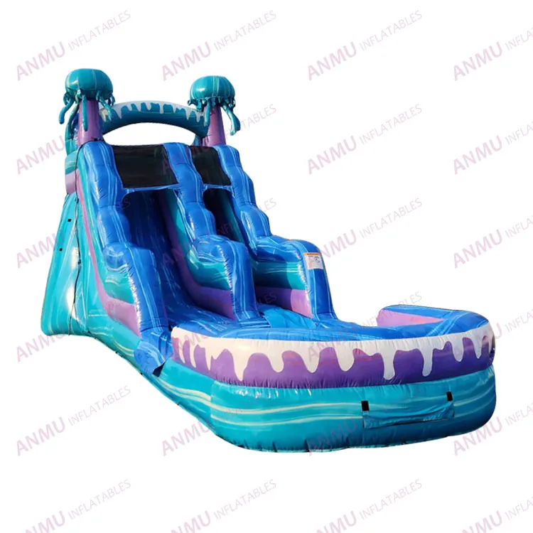 Backyard juegos inflables trop breeze water slide with pool inflatable obstacle course bounce house waterslides