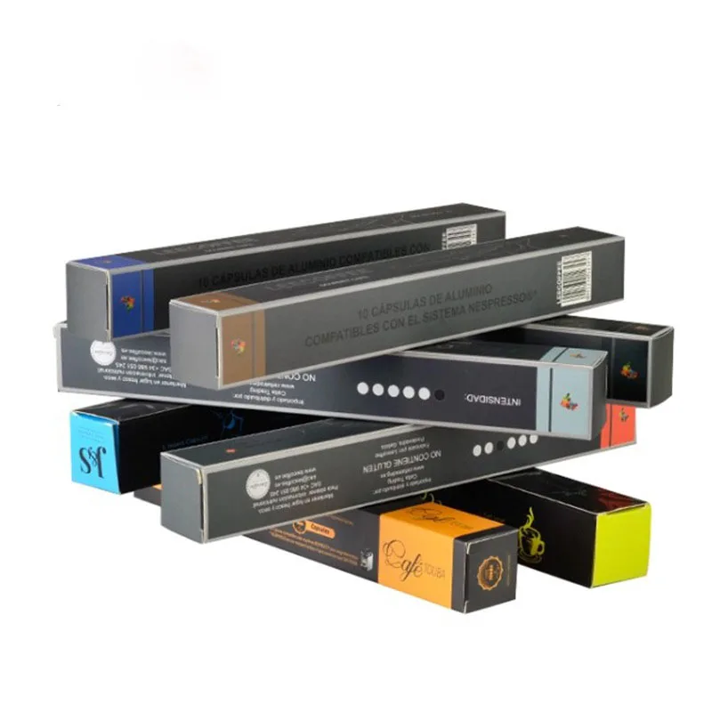 Cheap Wholesale Gold Foil Rectangle Environmental Friendly Recyclable Coffee Capsule Box Packaging