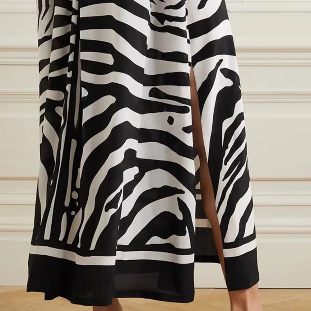 Hot Selling Sexy Animal Zebra print Loose Long Maxi Dress Custom Long Maxi Dress Women Clothing All Over Print Dress For Women