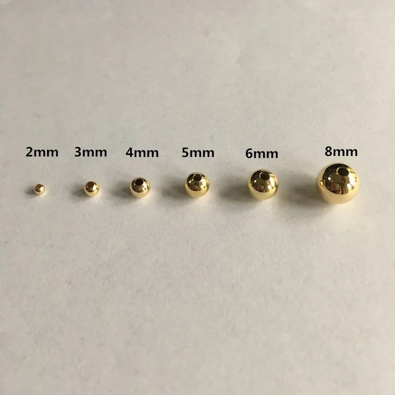 Bulk Wholesale Smooth Spacer Gold Plated Beads Affordable Jewelry Making Accessories Balls 2mm 3mm 4mm 5mm 6mm 8mm