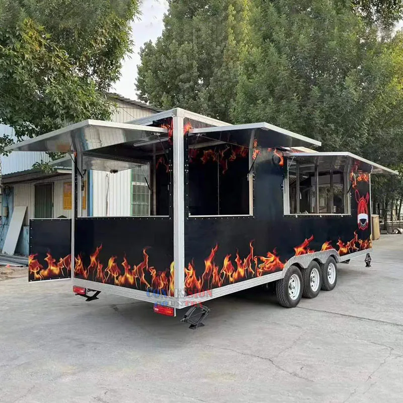 mobile BBQ food trailer fully equipped with porch barbecue food truck trailer for sale USA DOT approved food trailer