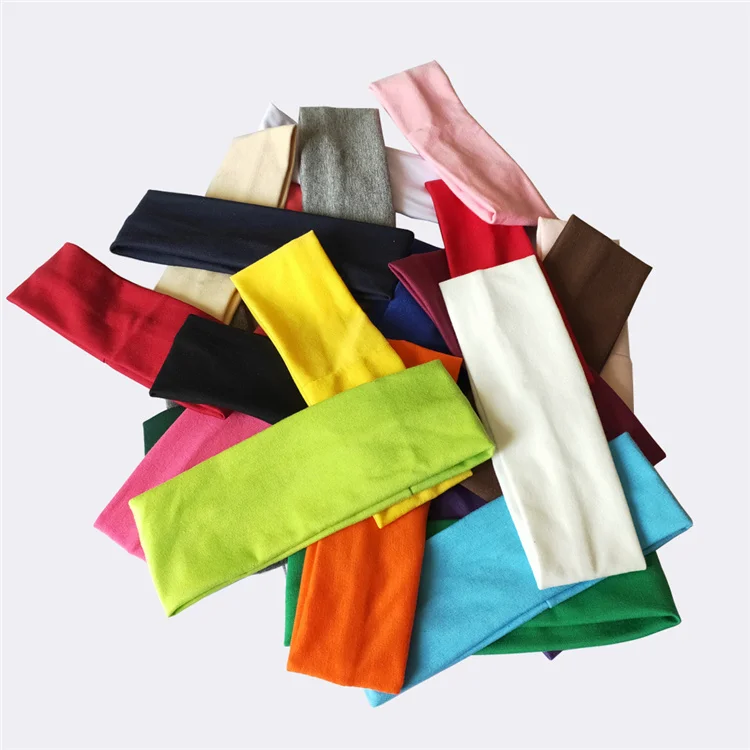 Wholesale Good Quality Solid Color Cotton Elastic Sports Headbands Custom Logo Running Fitness Yoga Headbands