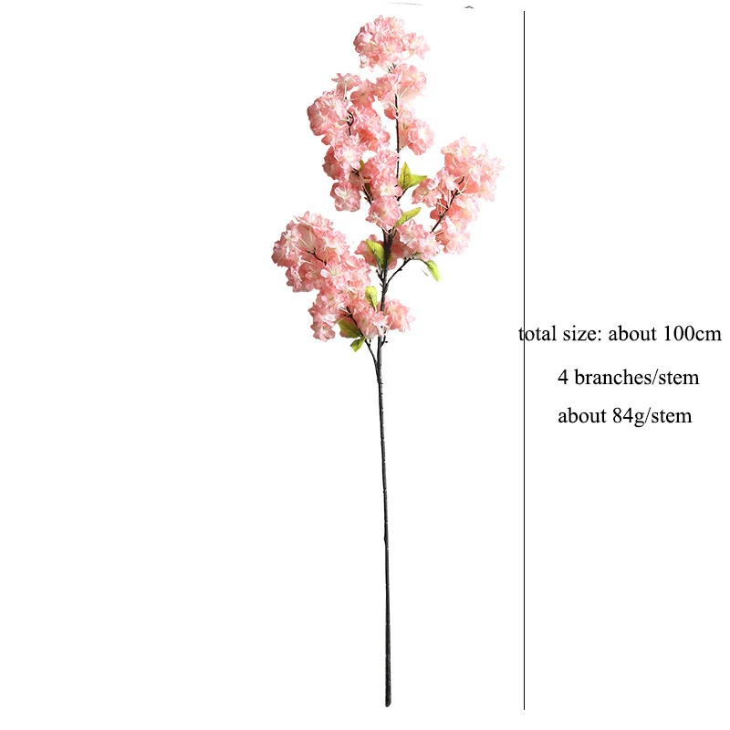 Artificial Cherry Blossom Branch Yunnan Wholesale Factory Long Stem Hot Selling Wedding Decoration Artificial Cherry Blossom
