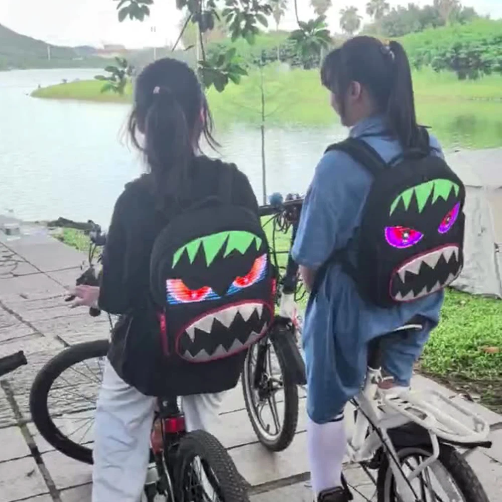 New Fashion Motorcycle Led Bag Waterproof Backpack Travel High Smart Billboards Screen Advertising Led Little Monster Backpack