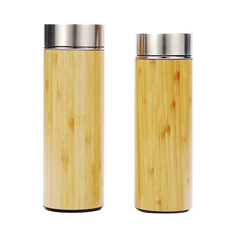 supplier Wholesale  Bamboo thermal bottles for water Stainless Steel Thermos flask for tea coffee Vacuum Flask