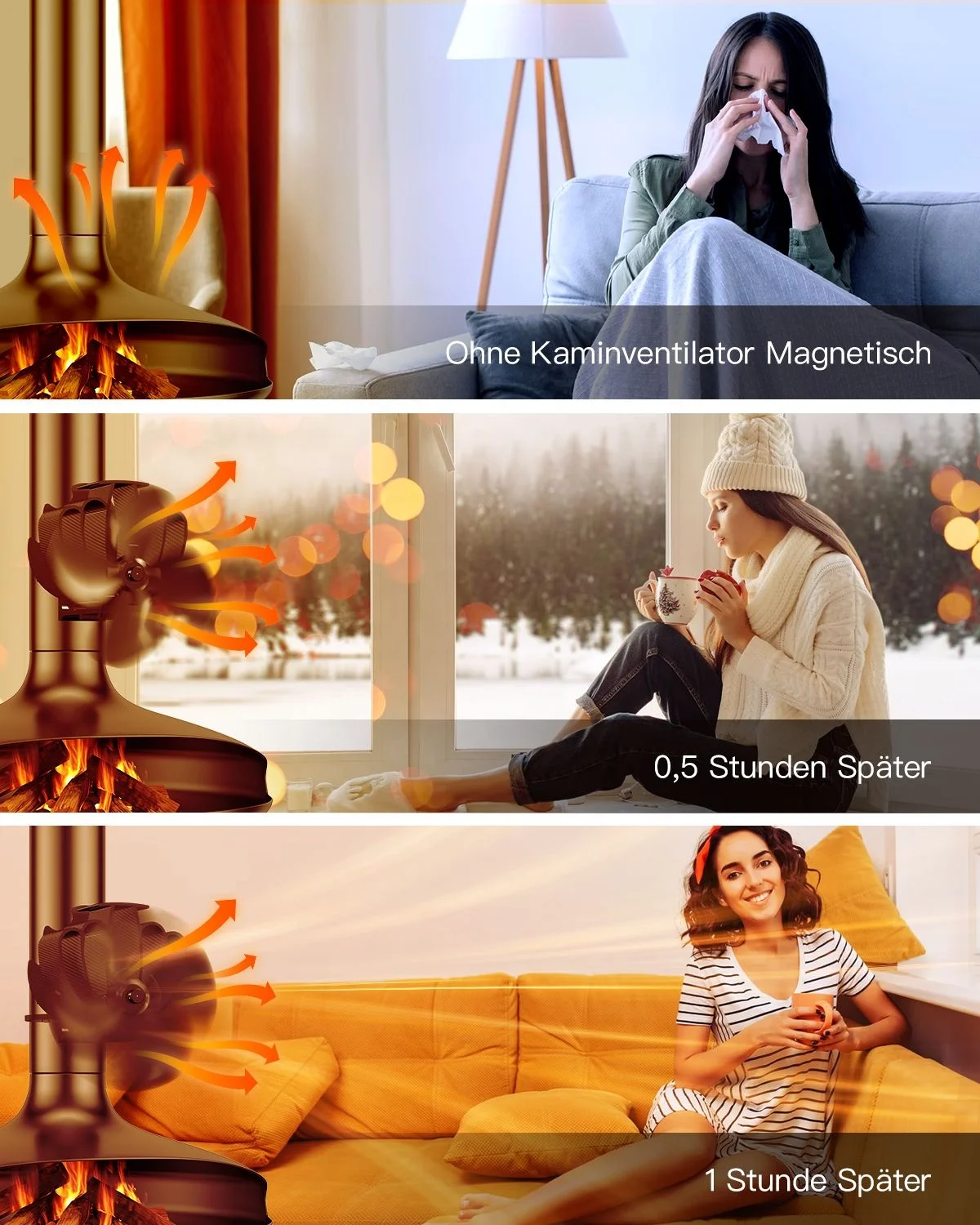 4 blades circulating warm air mini stove fan kerosene heater fan wood heater fan for fireplaces