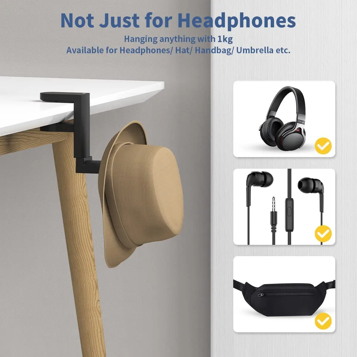 Headset Stand Foldable -Headphone Stand for PC Most Gaming Headset with Cable Organiser