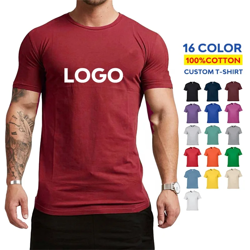 Wholesale 100% Cotton 210Grams Blank Plain Crewneck Top Tee Fit O-neck Short Sleeve Sports Designer T-shirt