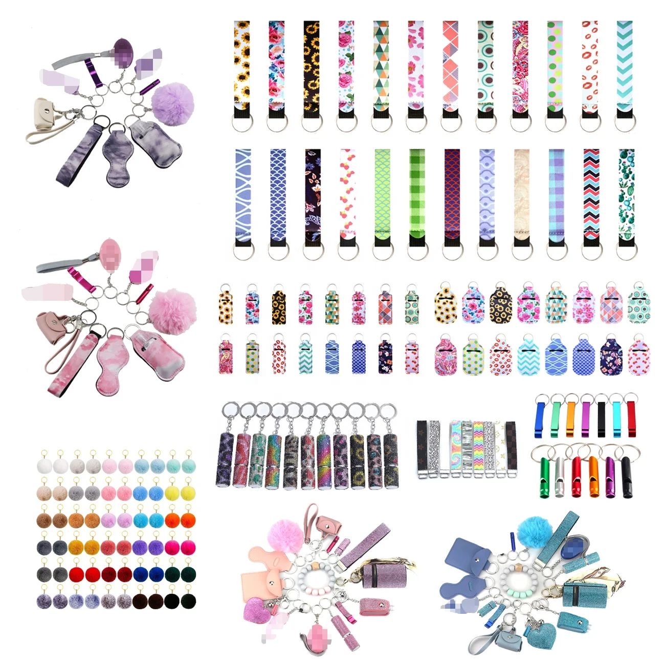 Wholesale New Product Gift Self Defense Keychain Set Products Safety For Woman Self Defence Keychain Supplies