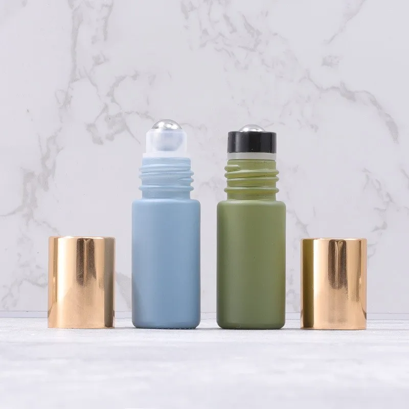 Popular design Morandy color 10ml glass roll on deodorant roller bottle gold cap for essential oil